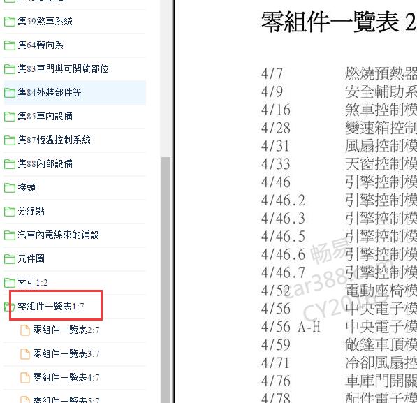 2011年沃尔沃S40元件代码说明