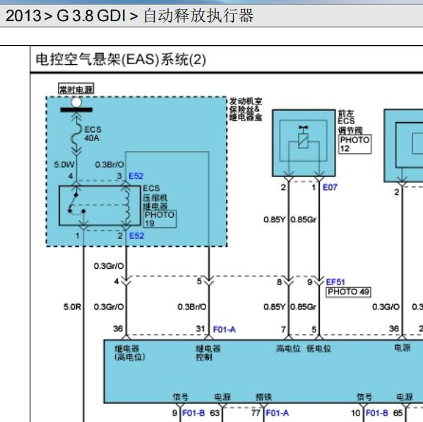 2013年现代雅科仕底盘升降电路图