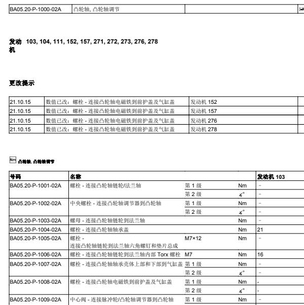 2014年奔驰ML400凸轮轴扭矩
