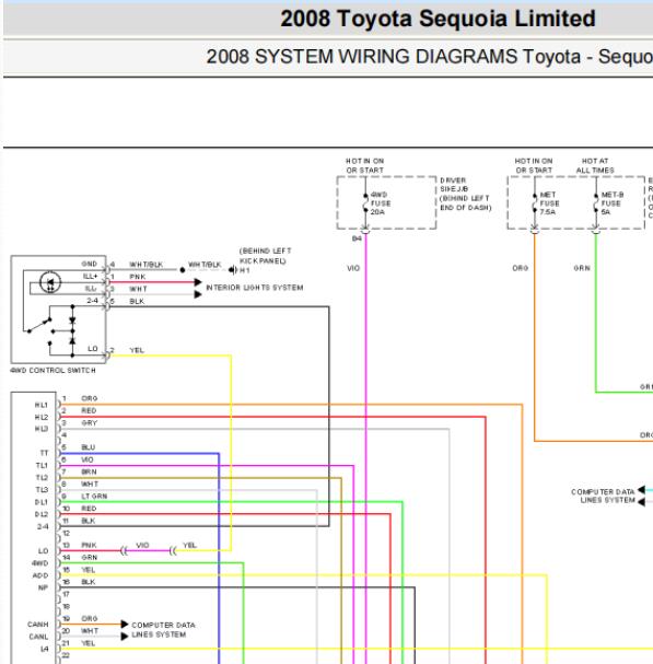 2008年丰田红杉四驱电路图