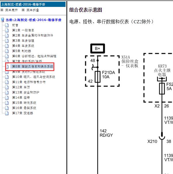 2016年别克君威仪表电路图