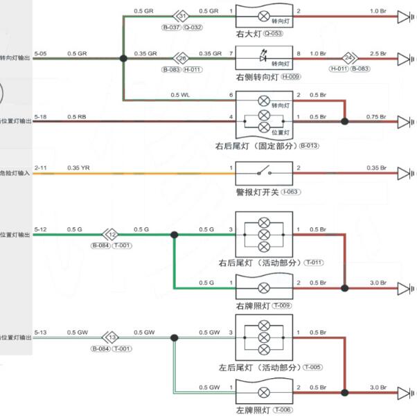2017年瑞虎5X 牌照灯电路图