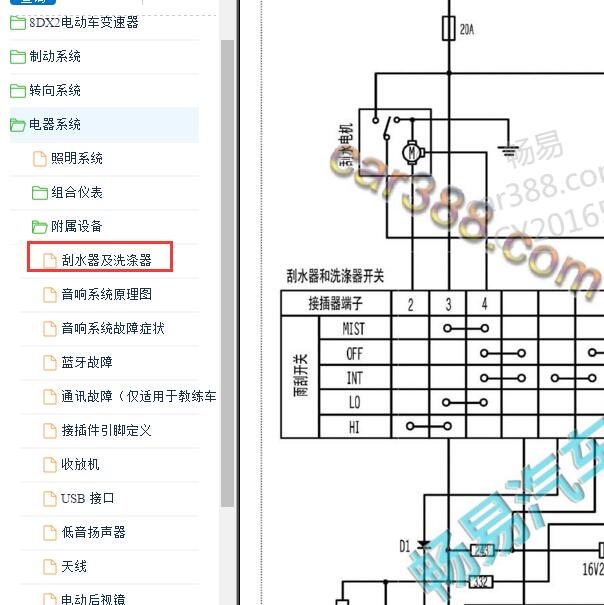 2016-2020年中兴小老虎雨刮电路图.