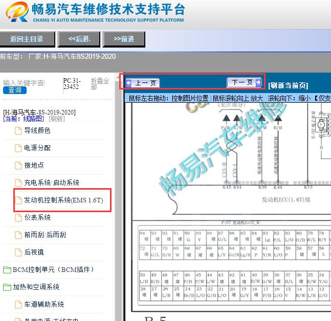 2019-2020年海马8s 发动机针脚和电路图