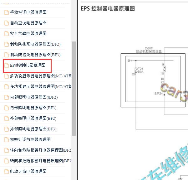2014年东风风神S30转向系统电路图