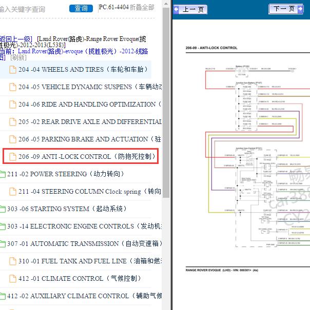 2012-2013年路虎揽胜极光ABS电路图