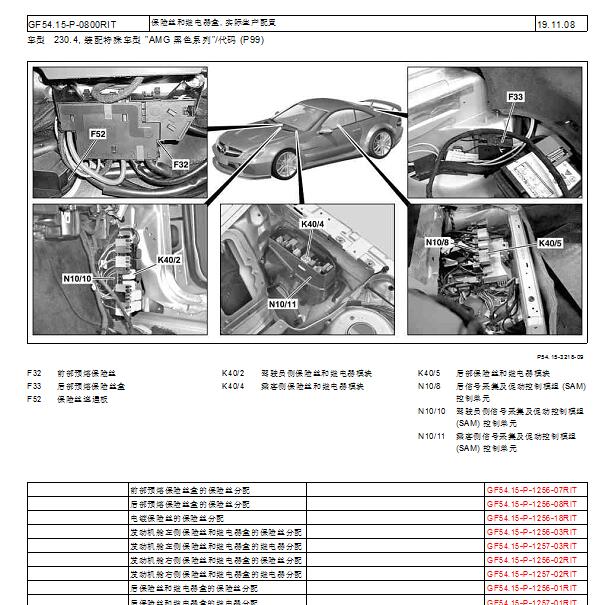 2008年奔驰SL350喇叭保险丝位置