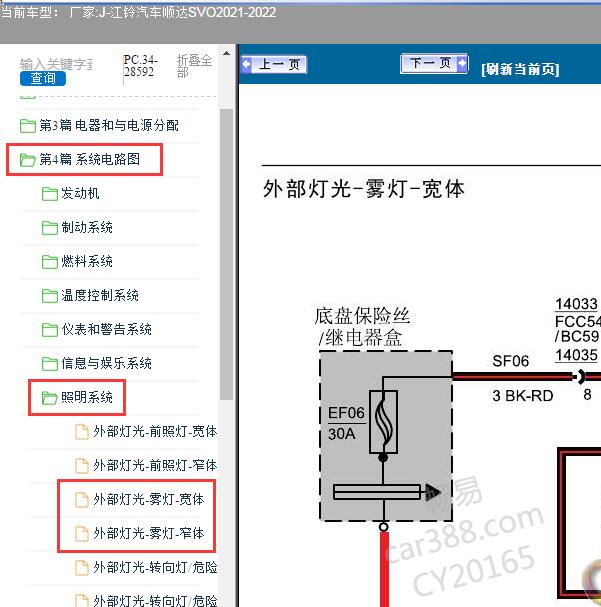 2021-2022年江铃汽车-顺达SVO雾灯电路图