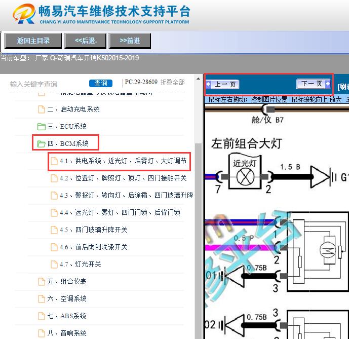 2015-2019年奇瑞开瑞K50   车身电路图