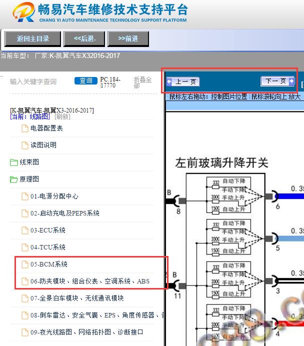 16年凯翼X3玻璃开关线路图