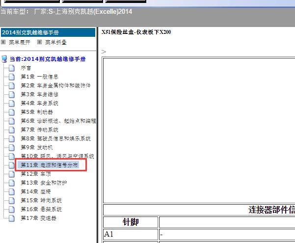 2014年别克凯越室内保险丝盒针脚说明