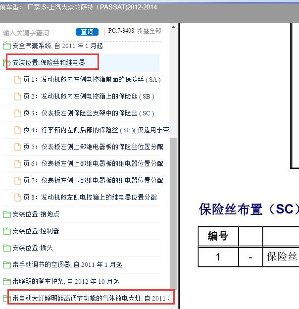2012-2014年大众帕萨特室内保险丝盒图解