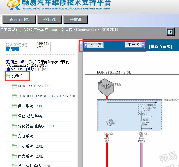 2018-2019年广汽菲克吉普大指挥官发动机电路图