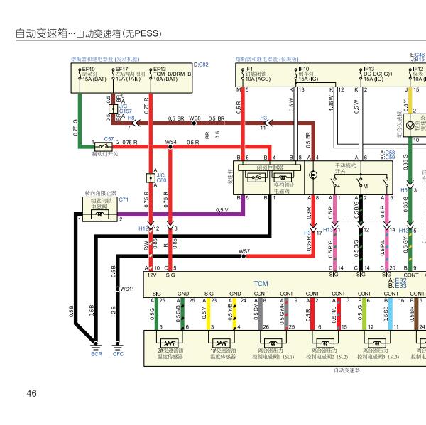 2017年五十铃D-MAX自动变速箱的电路图