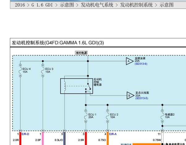 2016年现代领动G4FD发动机电路图