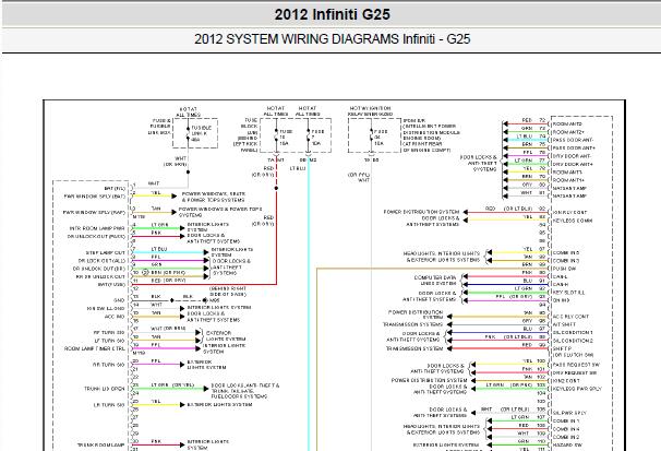 2012年英菲尼迪G25车身电脑和无钥匙系统电路图