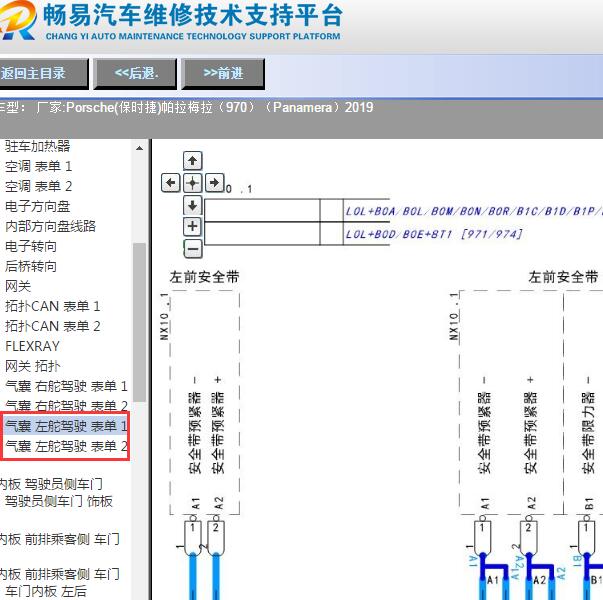 2019年保时捷帕拉梅拉安全带电路图