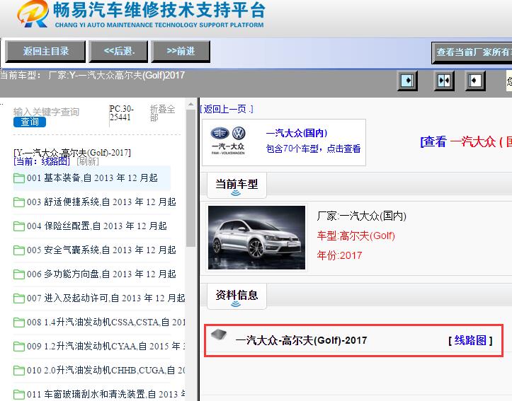2017年一汽大众高尔夫电路图