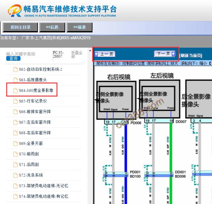 2019年荣威RX5 eMAX  360全景影像电路图