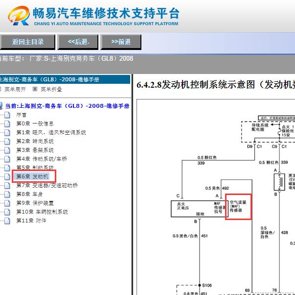 2008年别克GL8空气流量计电路图