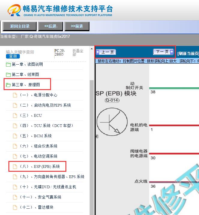 2017年奇瑞瑞虎5x  电子手刹电路图