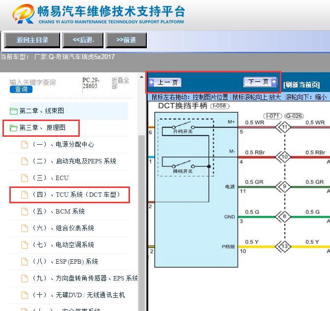 2017年奇瑞瑞虎5x  变速箱电路图