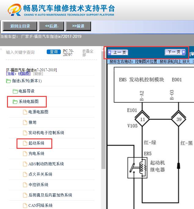 2017-2019年福田伽途ix7  启动电路图