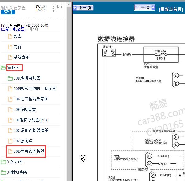 2007年马自达3数据通讯电路图
