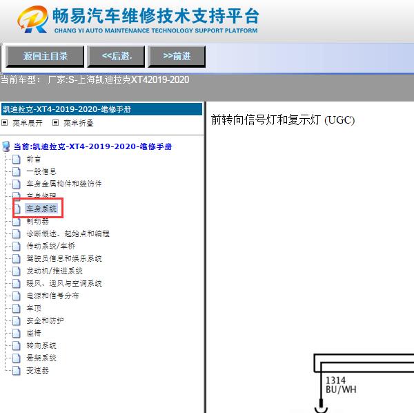 2020年凯迪拉克XT4转向灯电路图