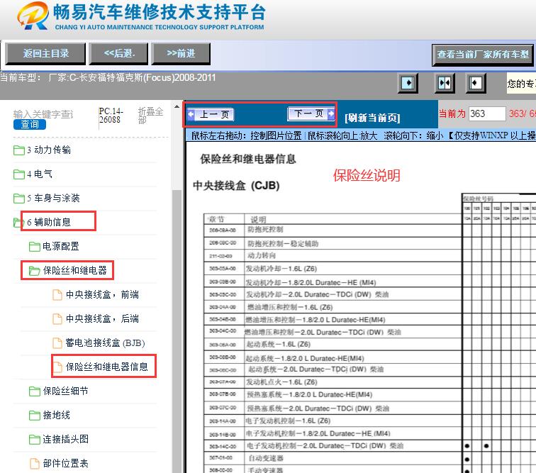 2008-2011年福特福克斯保险丝继电器说明