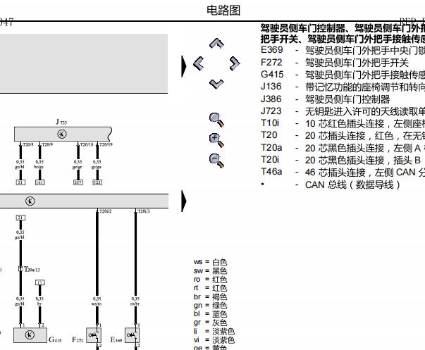 2009年奥迪A6L门锁和通讯电路图