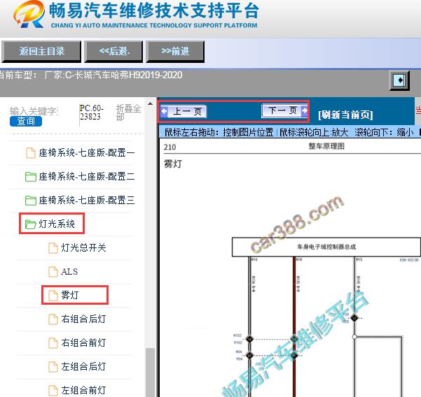 2019-2020年哈弗H9雾灯电路图