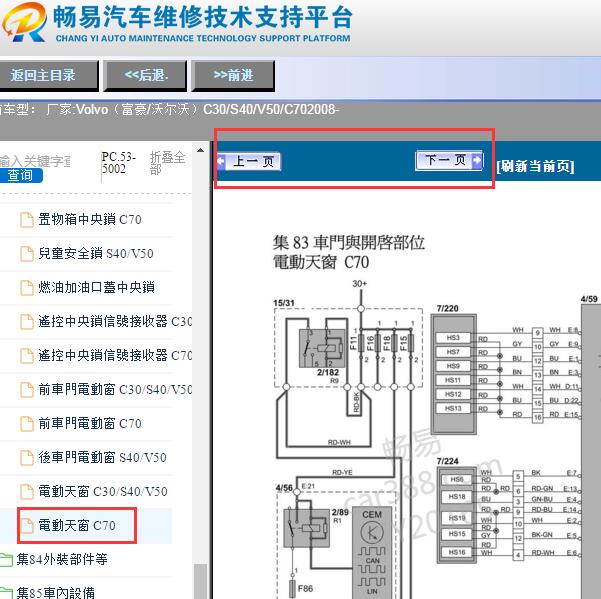 2008年沃尔沃C70敞篷电路图