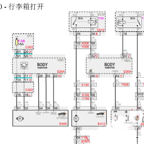 2013-2015年法拉利California 行李箱电路图