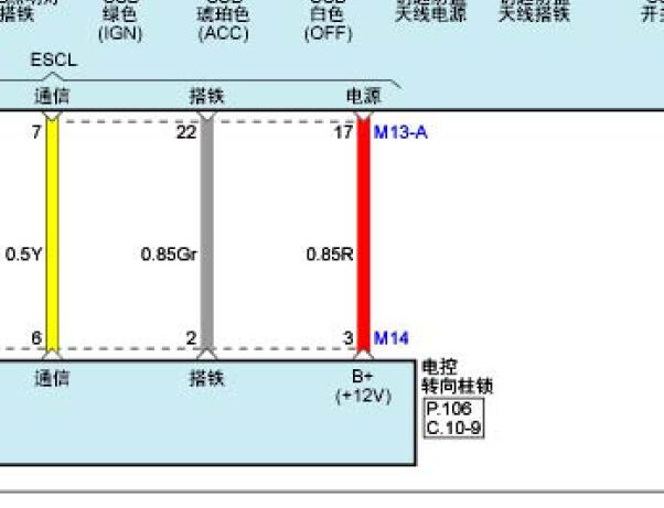 2014年起亚速迈转向柱锁电路图