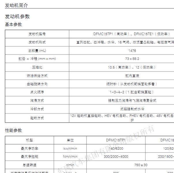 2022年东风风神奕炫MAX  DFMC15TP1发动机维修手册