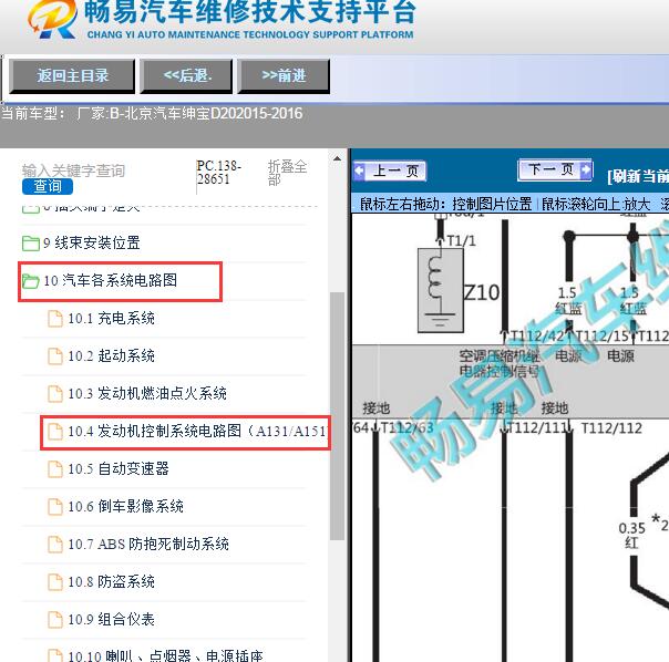 2015-2016年北京汽车-绅宝D20 发动机电路图