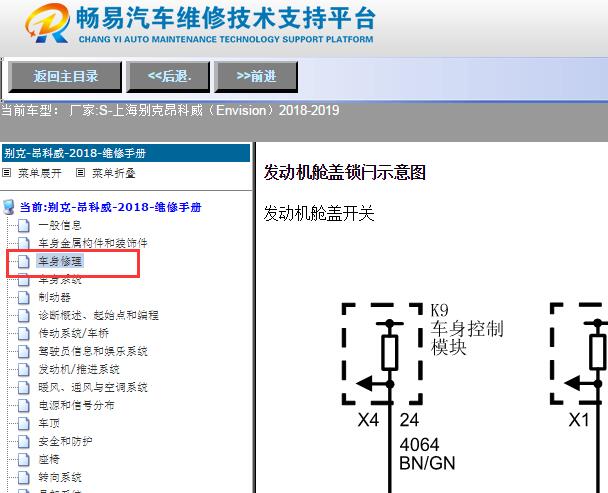 2018年别克昂科威机盖锁线路图