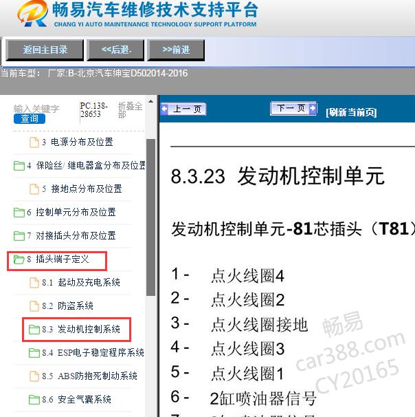 2014-2016年北京汽车-绅宝D50发动机针脚