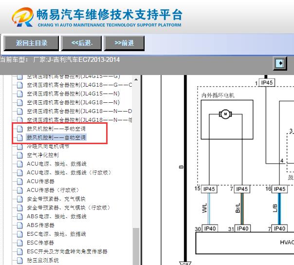 2013-2014年吉利帝豪EC7鼓风机电路图
