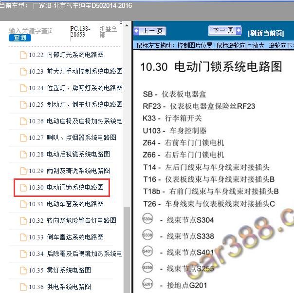 2014-2016年北京汽车-绅宝D50电动门锁电路图