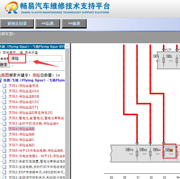 2015年宾利飞驰85号保险丝电路图