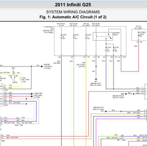 2011年英菲尼迪G25空调电路图