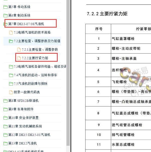 2016-2018 东风风光330  DK13发动机维修手册和数据
