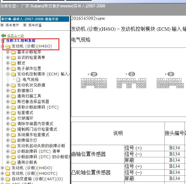 2007-2008年斯巴鲁森林人 发动机针脚.