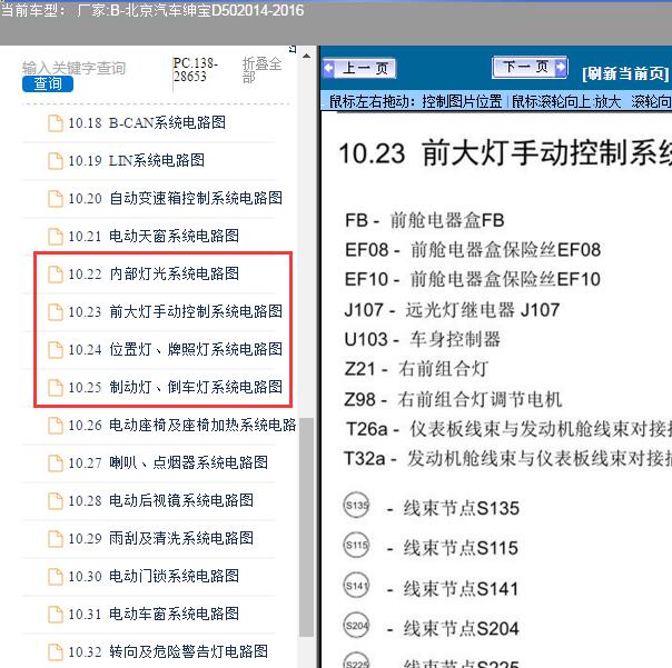 2014-2016年北京汽车-绅宝D50灯光电路图