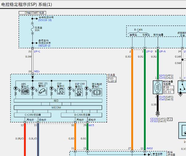 2017年现代IX25 ABS和网络通讯电路图