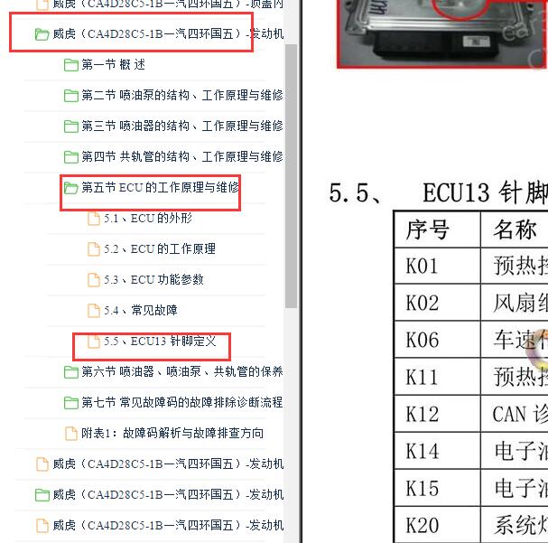 2017-2021年中兴小老虎CA4D28C5-1B发动机针脚