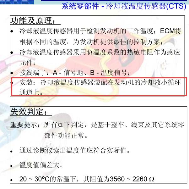 4RB3发动机冷却液温度传感器位置