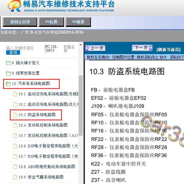 2014-2016年北京汽车-绅宝D50防盗电路图
